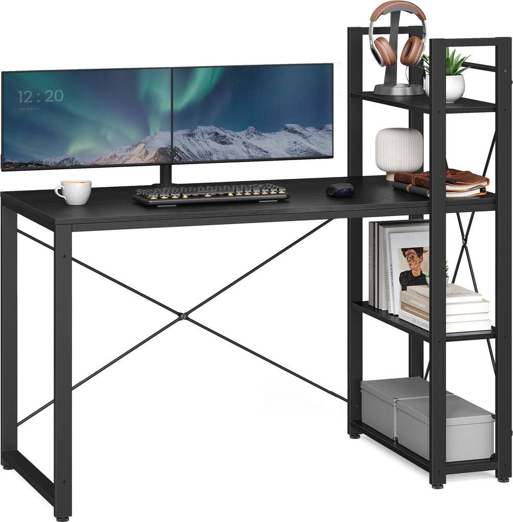 VASAGLE Schreibtisch Computertisch mit Regalböden 120cm Produktbild 