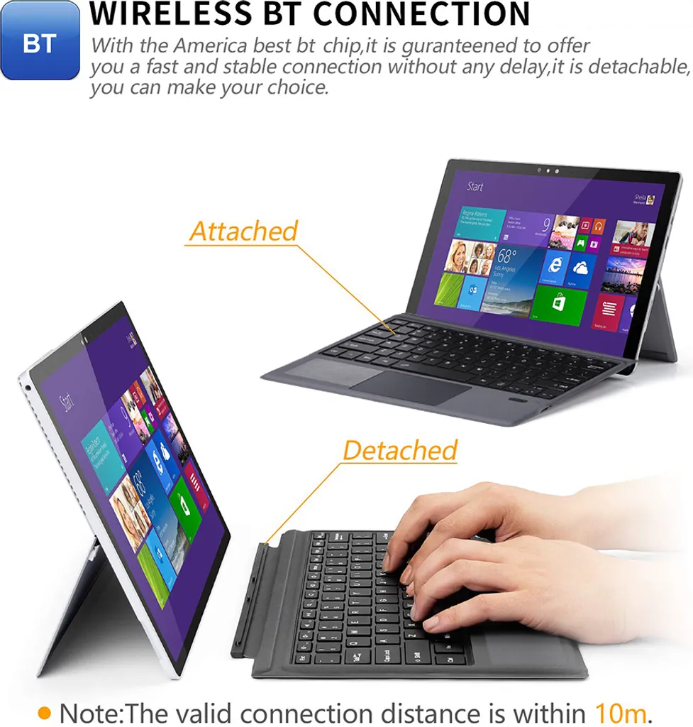 Clavier Bluetooth Microsoft Surface Pro 3/4/5/6 en Alliage d'Aluminium - 14
