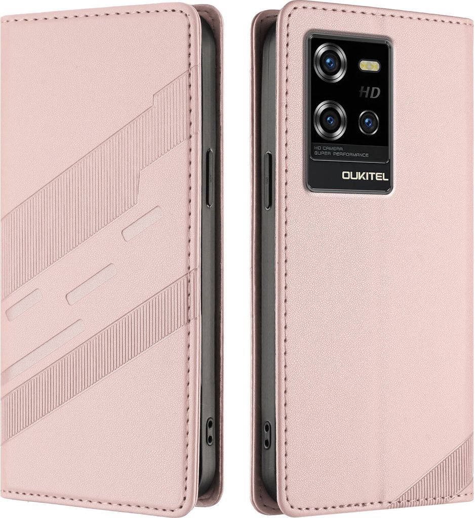 Hülle für Oukitel WP50, Kunstleder Brieftaschen Handyhülle mit Kartenfach und Standfunktion Pink