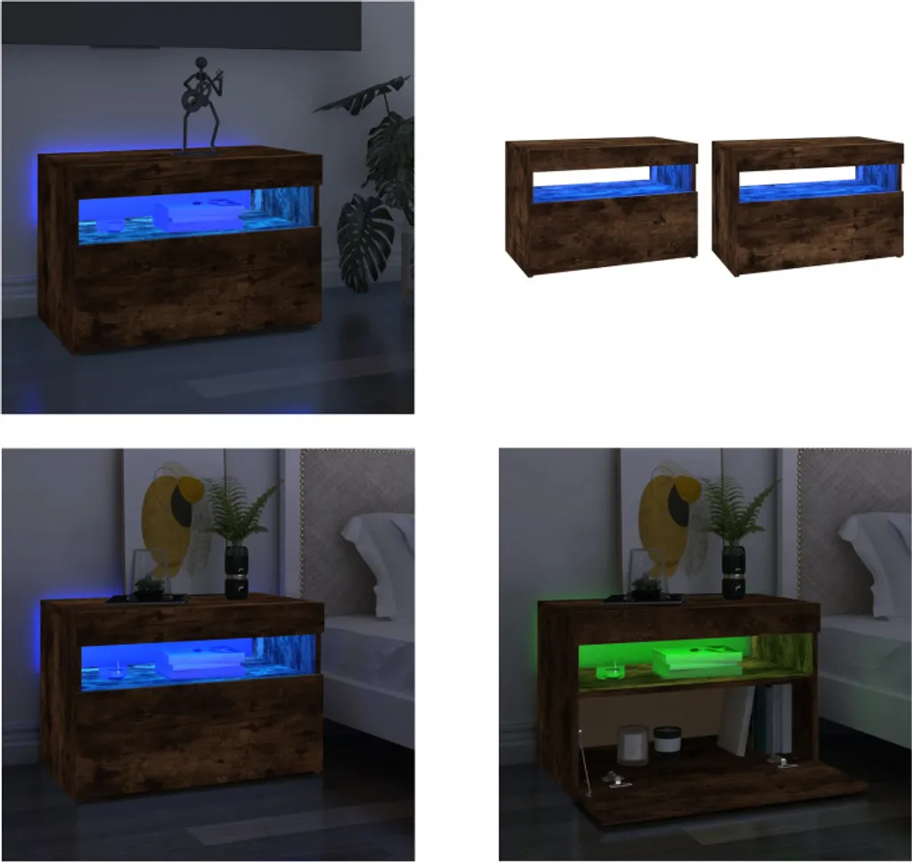 Mobili TV LED vidaXL 60x35x40 cm Rovere Fumé - Set 2 pz a Prezzo Top