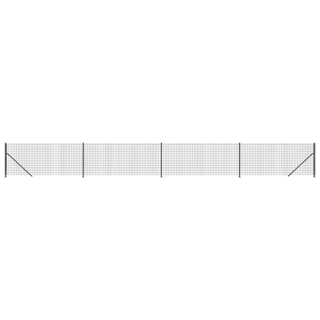 Clôture grillagée anthracite avec bride au sol 0,8x10 m pour jardin