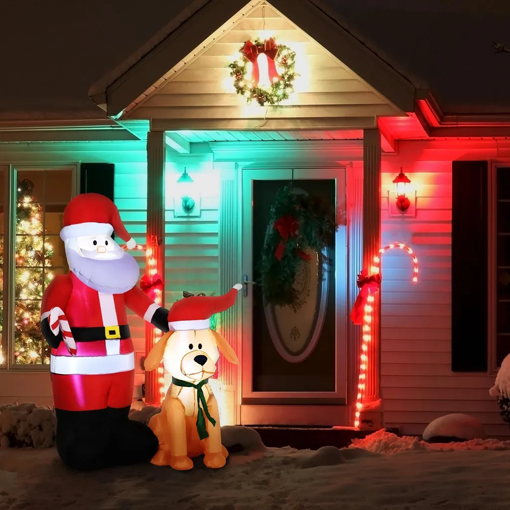 Père Noël gonflable robuste 157 cm - Installation Stable et Rapide LED - 7