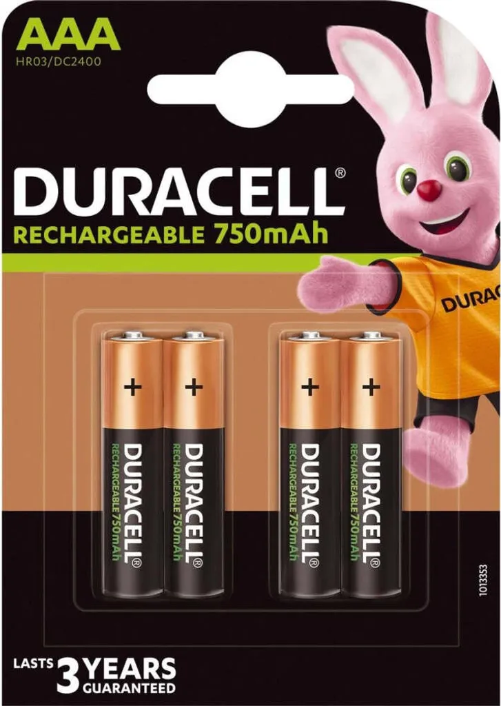 Accus AAA Duracell 750mAh longue durée - Piles rechargeables NiMH par 4
