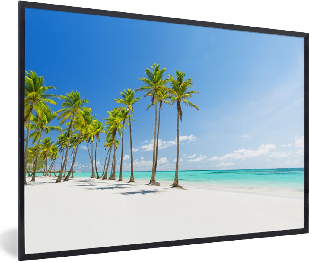 MuchoWow Gerahmtes Poster Tropisch - Strand - Palme 90x60 cm - Poster mit Schwarzem Bilderrahmen Wandposter Rahmen Foto Bilder - Fotorahmen - Fot...