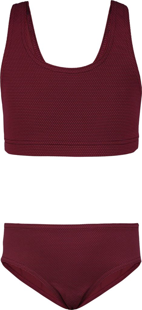 Aquarti Mädchen Sport Bikini Racerback Bustier & Bikinislip, Farbe: Jacquard Punkte Rot Braun, Größe: 170