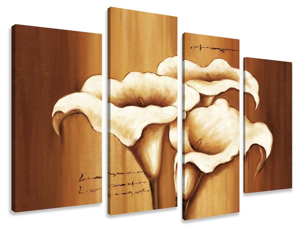 6168 Calla Blüten Leinwandbild 4-teilig 130x80 cm