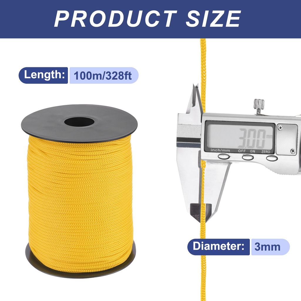 Polypropylen-Seil 3mm Polypropylenseil 10Om PP Flechtleine Textilseil Leine Nylonschnur Schnur Rei?feste Rope Kunststoffseil fš¹r W?scheleine Cam...