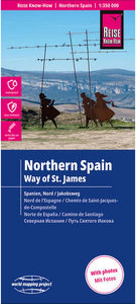Reise Know-How Landkarte Nordspanien mit Jakobsweg | Northern Spain and Way of St. James (1:350.000)