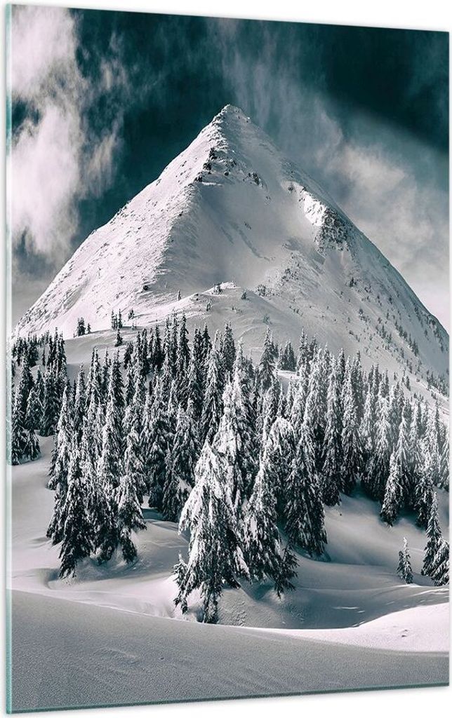 Bilder auf glas - Einteilig - Dunkel Himmel Berg - 50x70cm - Glasbilder - Wandbilder - Bilder - zum Aufhängen bereit - Wanddekoration aus Glas - G...