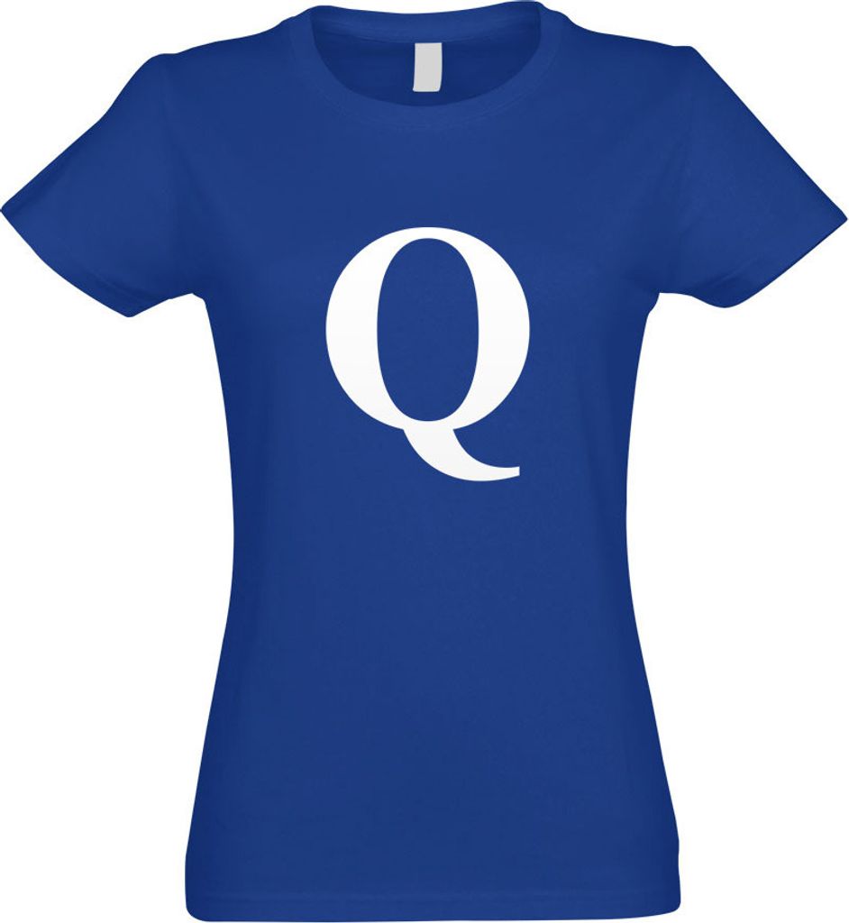 Kiwistar - T-Shirt tailliert - Damen - royal - Buchstabe Q - Alphabet - mit Motiv Bedruckt - Funshirt Design - Sport - Freizeit - Damen - M