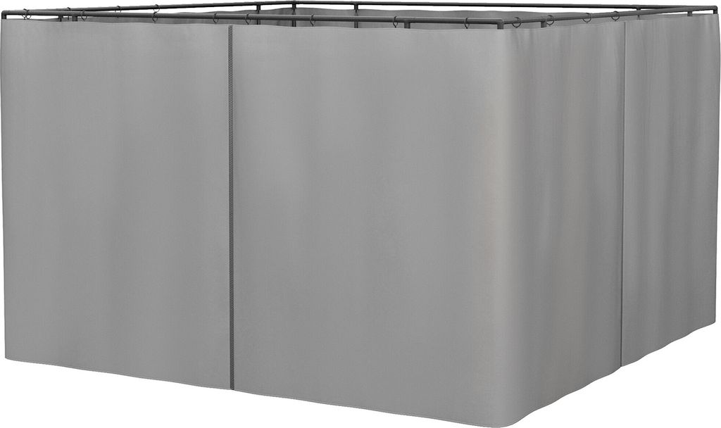 Outsunny 4 Seitenteile für 3x3 m Pavillon mit Haken Seitenwände für Gartenpavillon Partyzelt Polyester Hellgrau 302 x 205 cm
