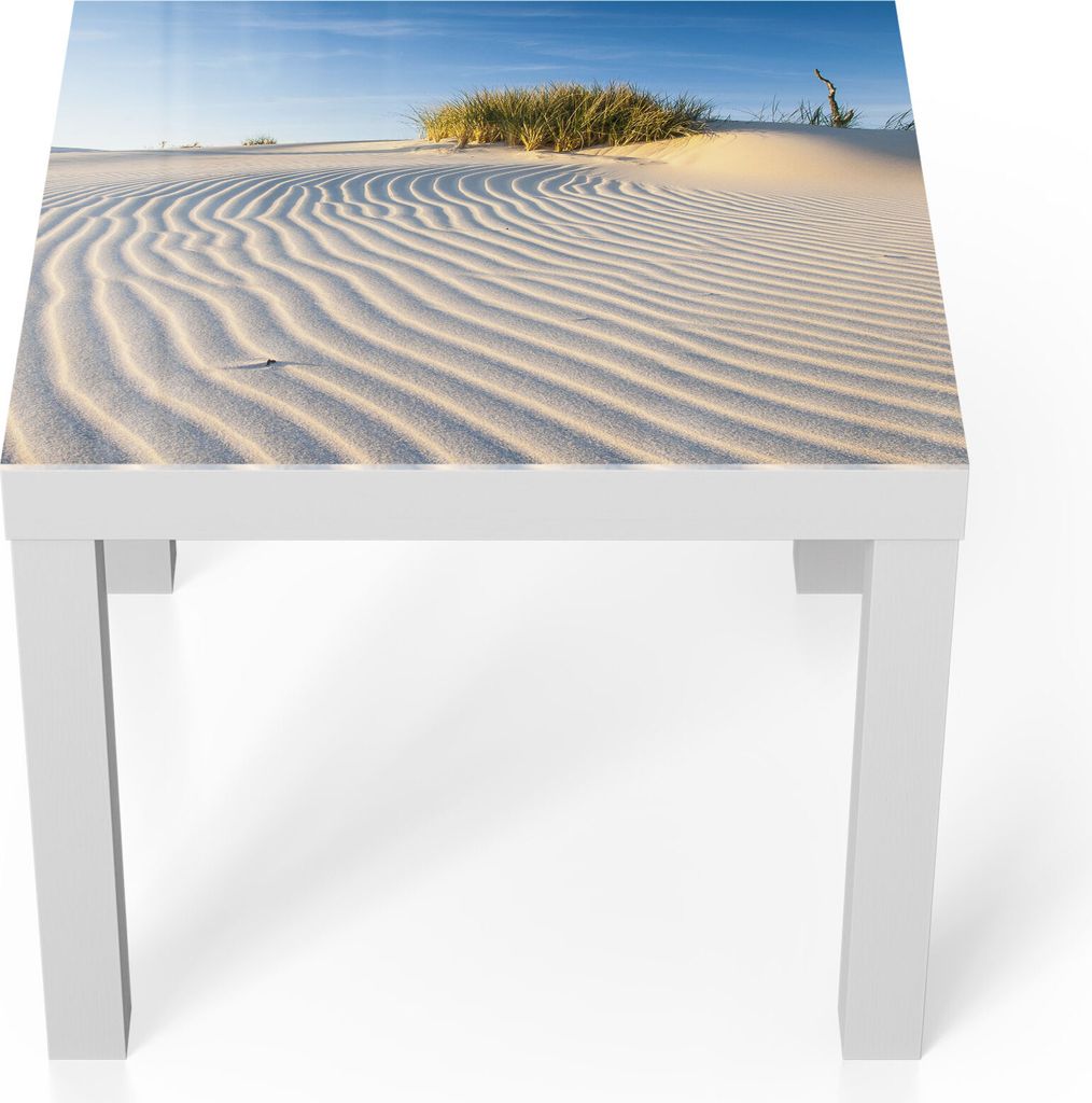 DEQORI Couchtisch 55x55 cm Weiß 'Sanddüne Ostseeküste' Glas Beistelltisch