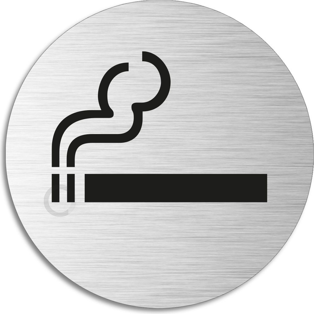 Schild - Raucherraum | Türschild aus Aluminium | Edelstahloptik selbstklebend Ø 75 mm