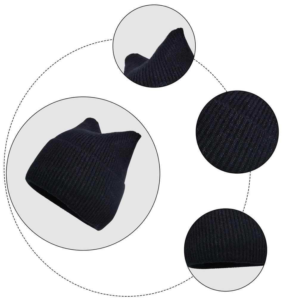 Produktbild von Damen-Strickmütze, Elegante Mütze, Schottische Mütze, Schwarze Mütze