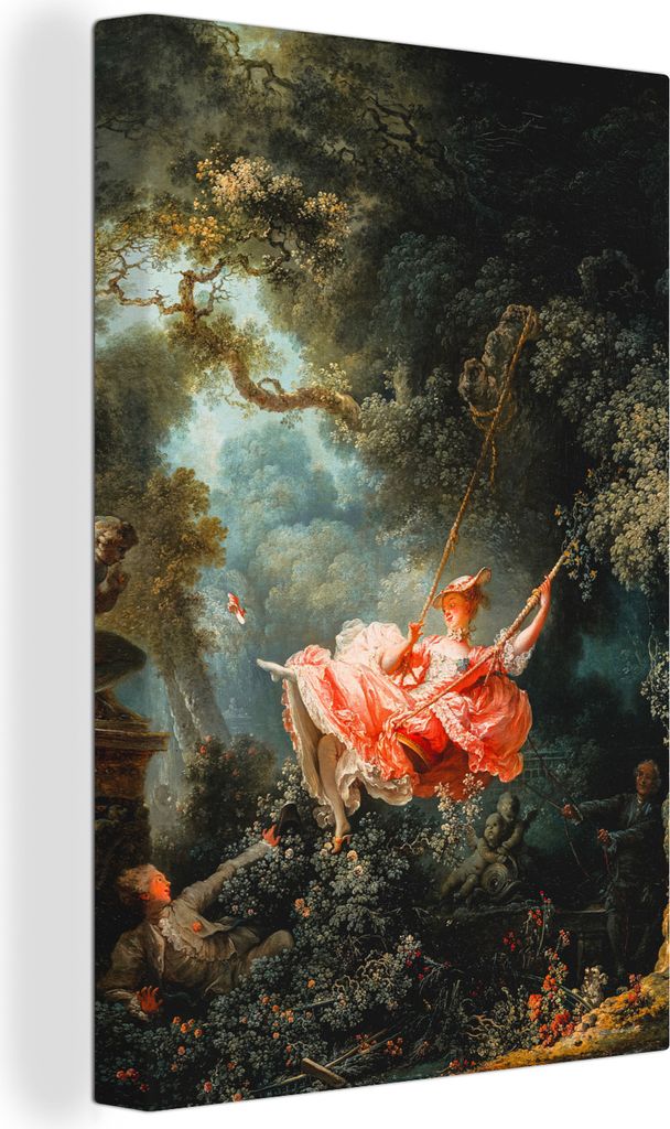 MuchoWow - Leinwandbilder - Die Schaukel - Jean-Honoré Fragonard, Wandbild, Wanddeko Bilder Wohnzimmer, 80x120 cm