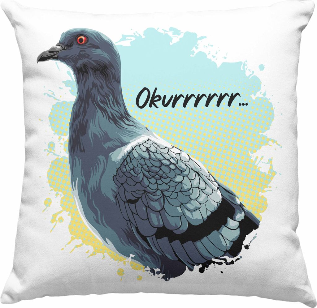 Trendation - Taubenzüchter Okurrrr Geschenk Zaubenzucht Zubehör Tauben Deko-Kissen mit Füllung 40x40 Lustiger Spruch Taubenflüsterer Taubenlieb...