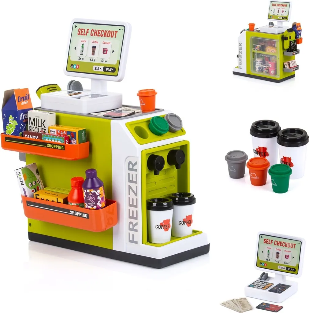 Jouet Supermarché Chipolino 46 pièces avec scanner et caisse vert