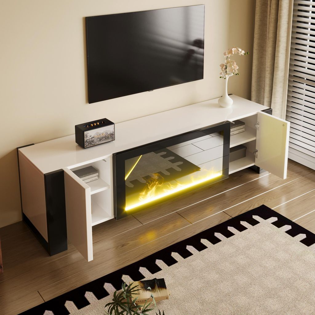 OKWISH Meuble TV avec Fausse Cheminée et Effet Flamme LED, Image du produit 