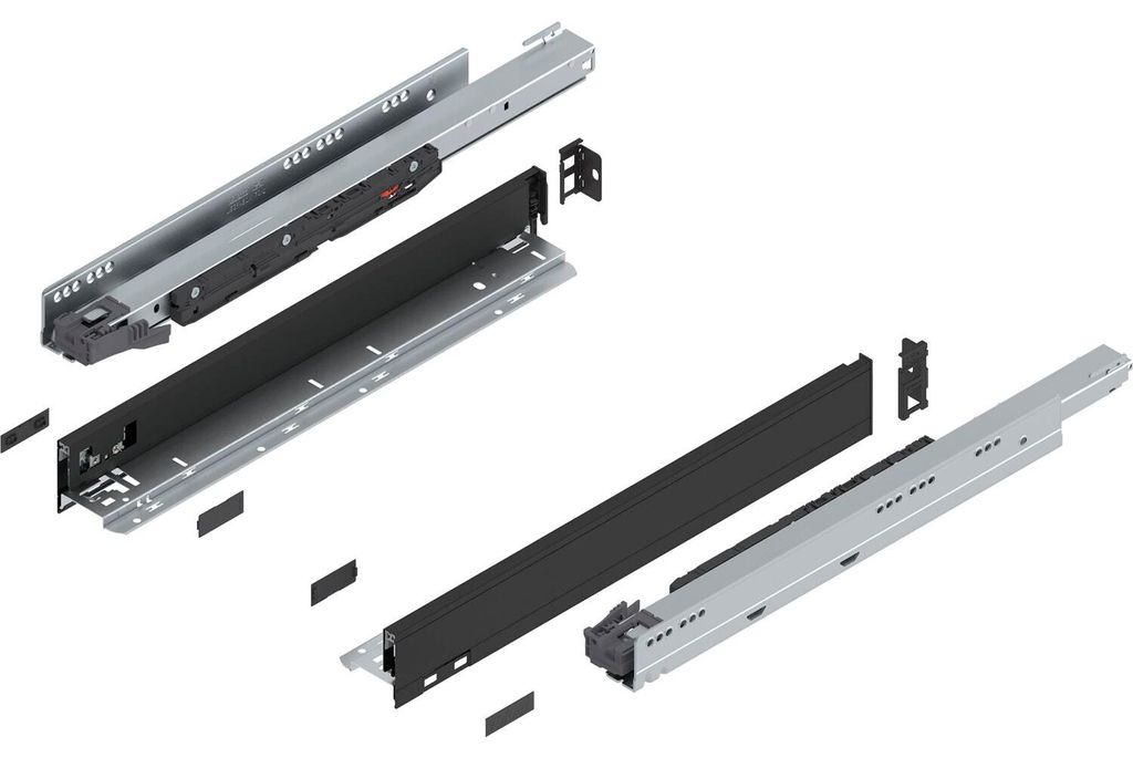 Blum Legrabox pure H N Schubladenschienen Set | 1 Paar 70kg 500mm | Tip On Vollauszug Carbonschwarz Set