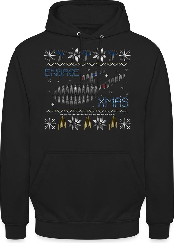 Spreadshirt Star Trek Discovery Ugly X-Mas Engage Uni Hoodie, 4XL, Schwarz