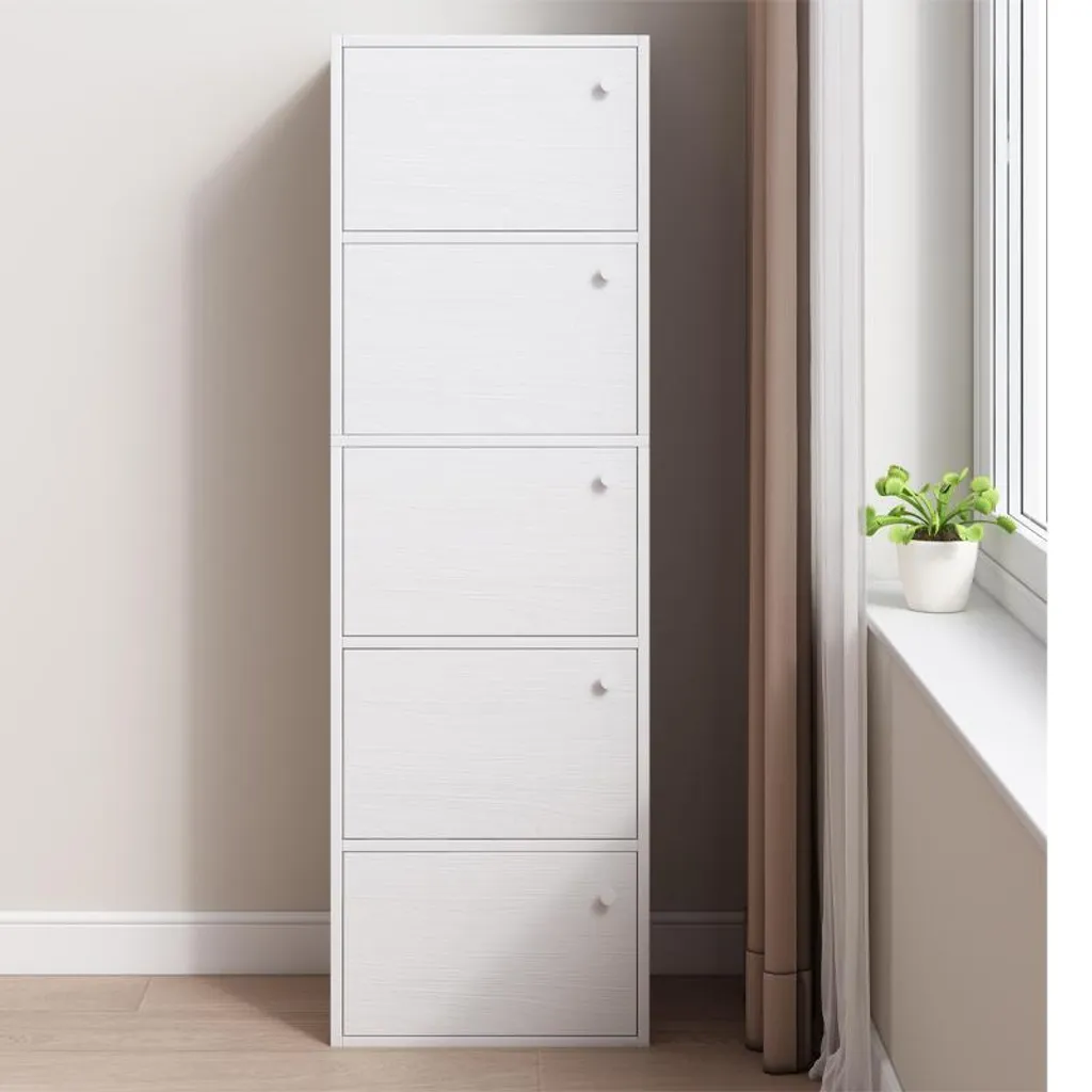 Commode large blanche à 5 étagères de rangement grand format - 6