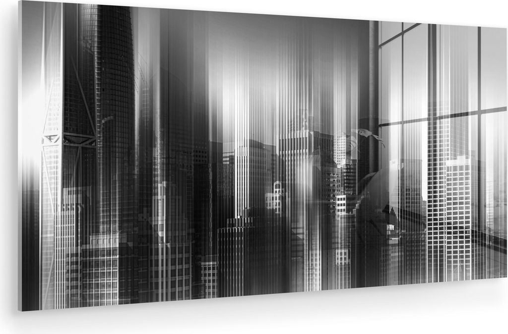 MuchoWow Glasbilder - Bilder auf Wandbild - Foto auf Glas San Francisco - Skyline - Schwarz und weiß - verblasst 120x60 cm Wanddekoration aus Glas...