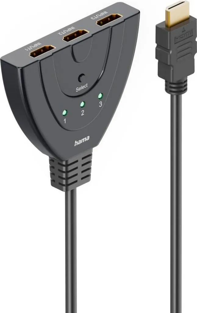 Commutateur HDMI 4K 3x1 avec 3 Entrées Femelles et 1 Sortie Mâle Noire