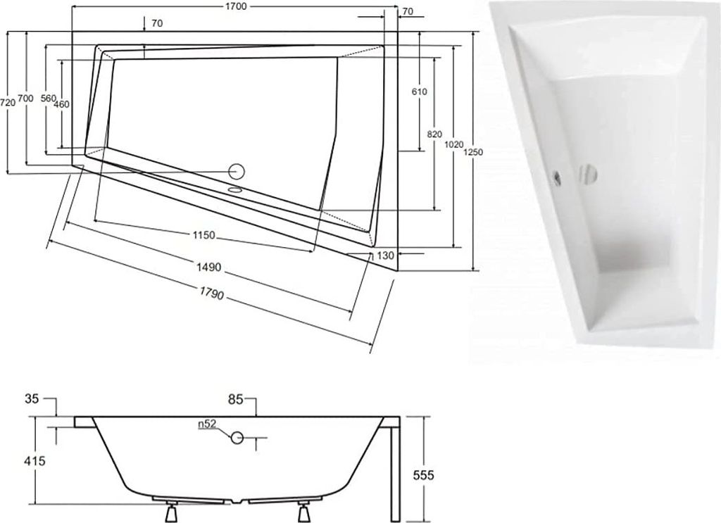 BADLAND Eckbadewanne Rechteck Badewanne Intima für zwei Produktbild 5