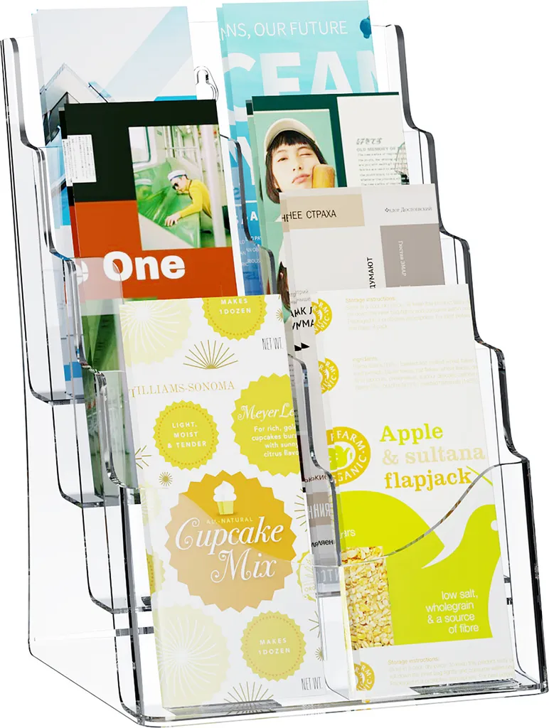 Supporto Acrilico VEVOR 4 Livelli - Organizer Brochure Trasparente A4