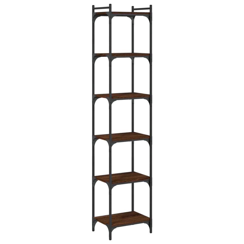 Libreria 6 ripiani effetto rovere marrone 40x30x188cm Immagine del prodotto 