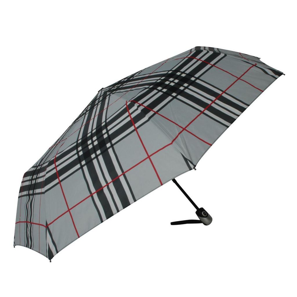 happy rain Regenschirm Taschenschirm Easymatic Ultra Light checks light grey