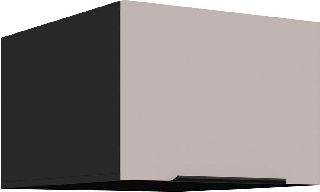 Aufsatzschrank Hochschrank 50 cm Küche ARONA Kaschmir beige + Schwarz matt Küchenzeile Küchenblock