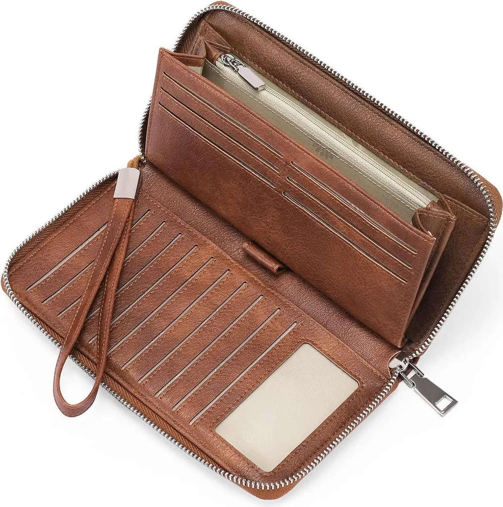Portefeuille compagnon en cuir pour femme avec protection RFID intégrée