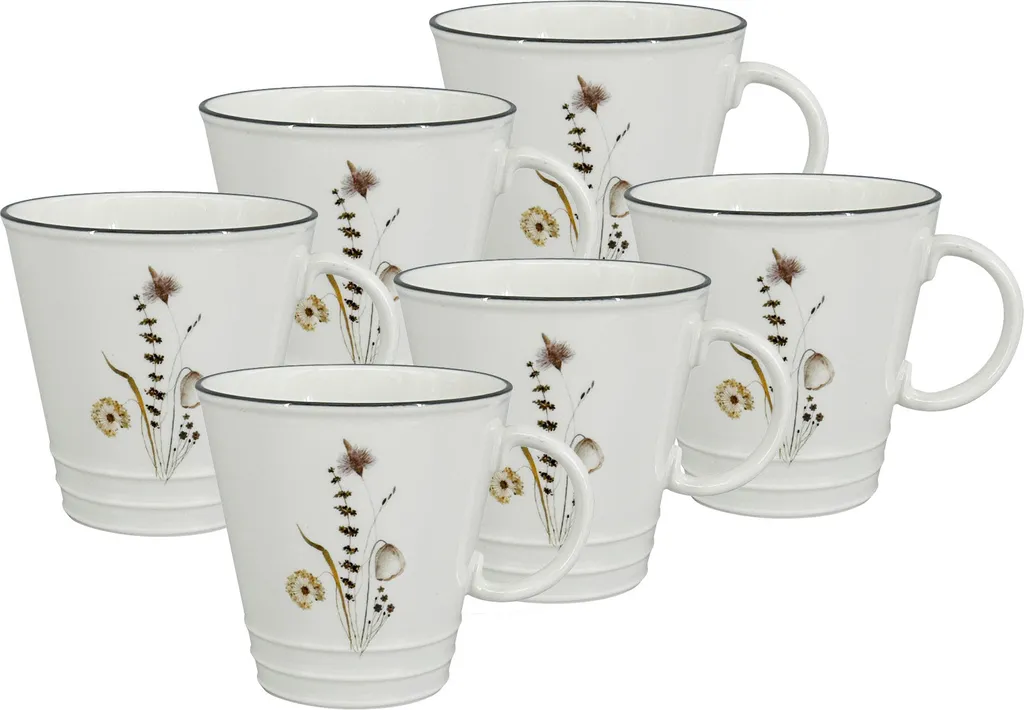Set 6 Mug Colazione Porcellana Meadow | Lavastoviglie e Microonde