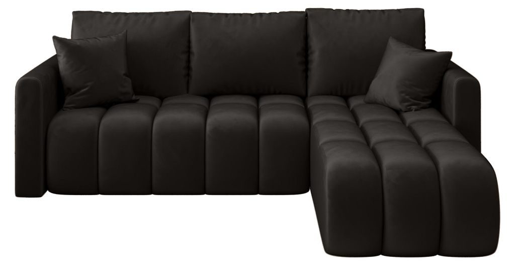 CORNERO Ecksofa mit schlaffunktion GARDA rechts schwarz Velours Monolith 97 - Schlaffunktion, Bettkasten