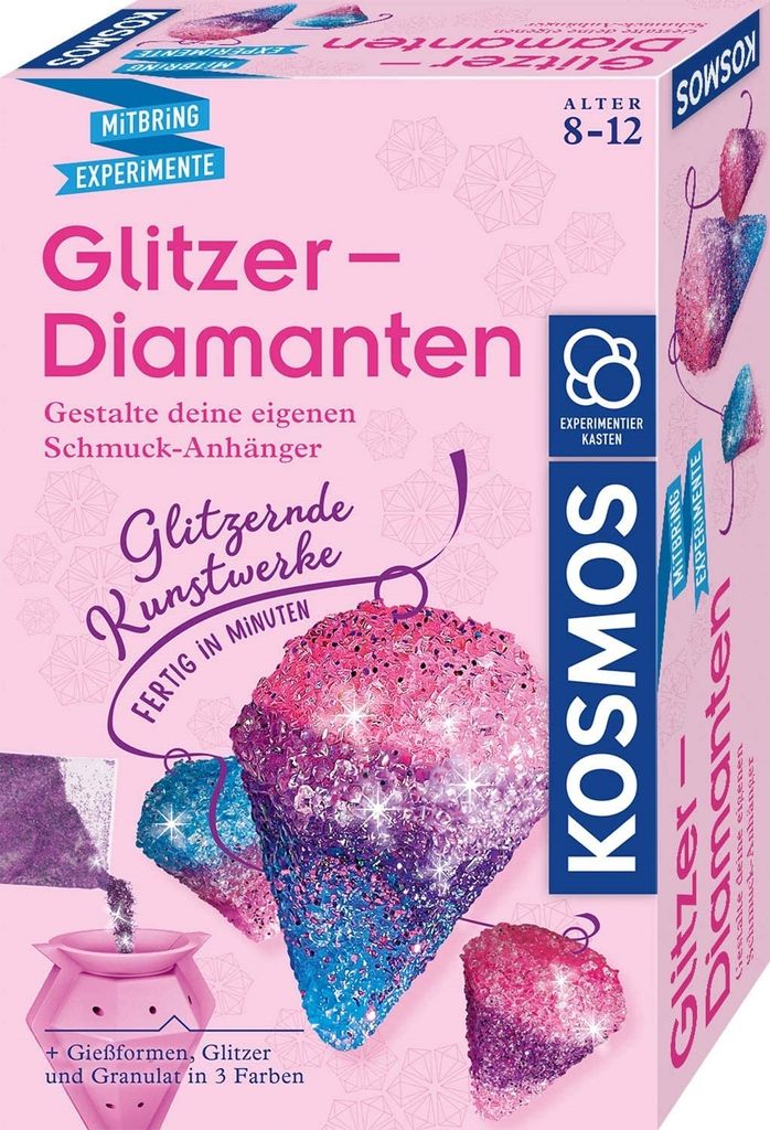 The image shows the packaging of a craft kit for making glitter diamonds.
