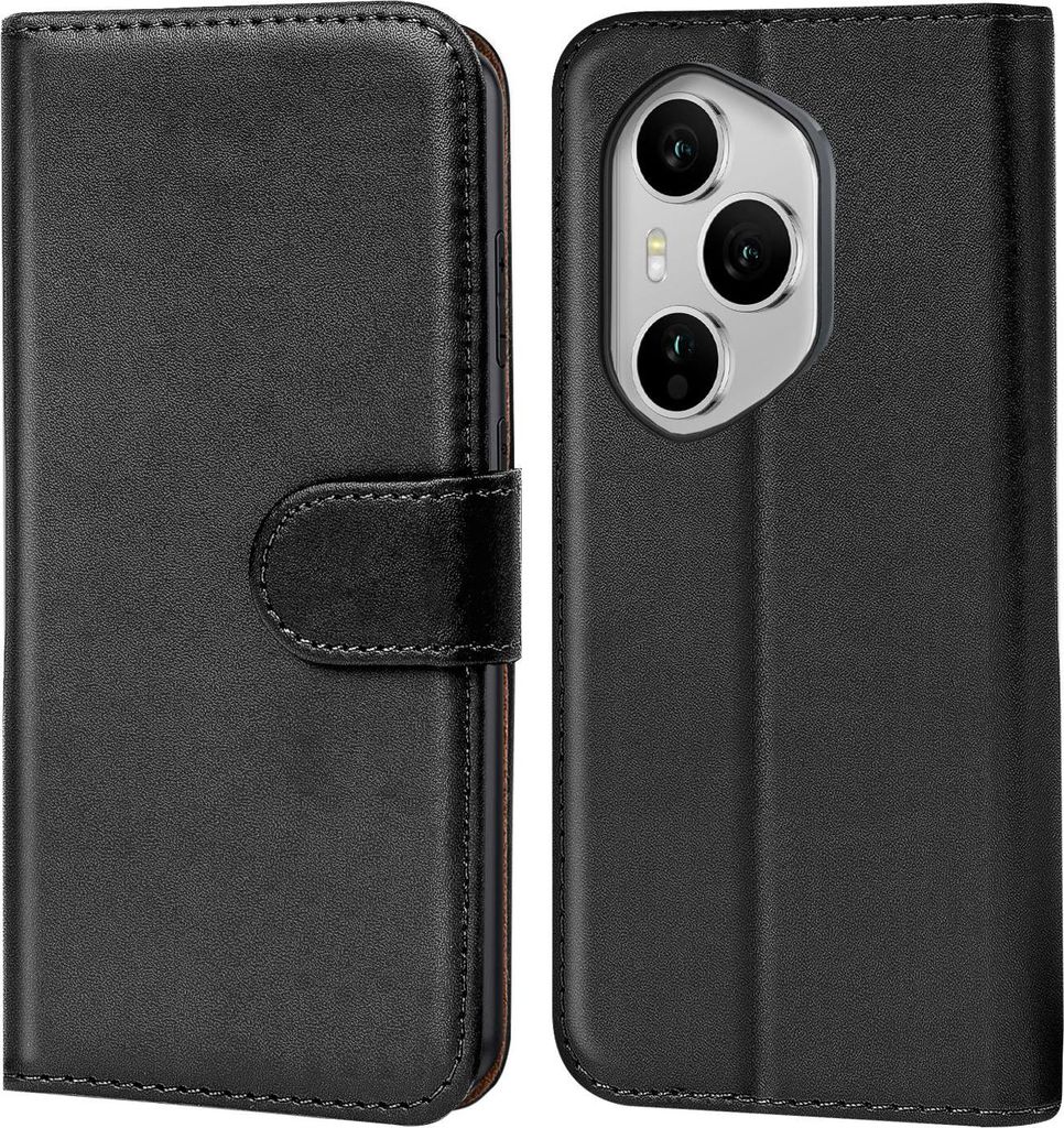 Conie Klapp Tasche für Honor 400 Pro Kartenfach Rundumschutz Hülle in Schwarz