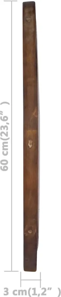 Specchio Tondo 60 cm Legno Teak Massello - Design Naturale Parete - 6