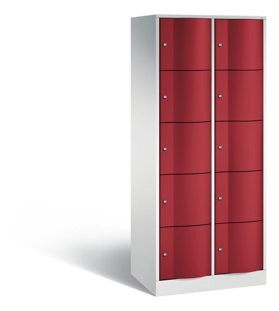 Wertfachschrank mit Spezialtüren, 2x5 Fächer, BxTxH 770x540x1950 mm, RAL 7035/3003