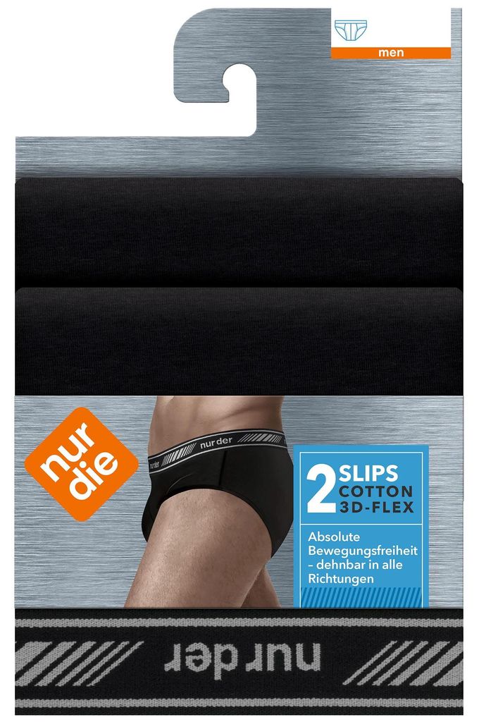 NUR DER Slip 3D-Flex Classic 2er Pack - schwarz - Größe 5 | Produktbild 
