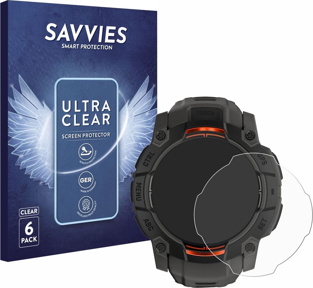 6x Für Garmin Instinct 3 Solar (45 mm) Schutzfolie Savvies Produktbild 
