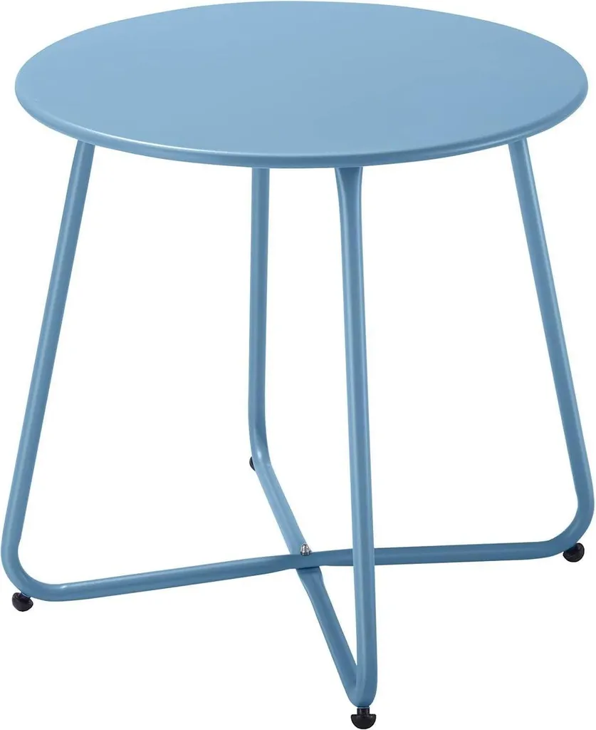 Petite Table d'Appoint Salon Bleue 45x45cm Fokebel en Métal Robuste