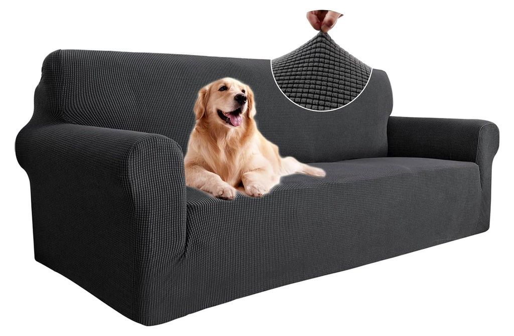 Sofaüberzug für 3-Sitzer mit Armlehne, rutschfester Stretch-Sofabezug, modernes Sofa-Cover für Haustiere, atmungsaktiver Couchüberzug mit elast...