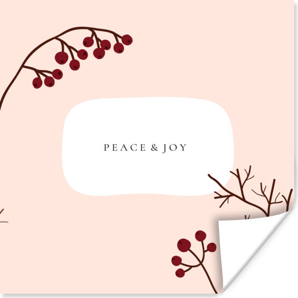 MuchoWow Poster Zitat - Beeren - Zweige 50x50 cm - Wohnzimmerdekoration