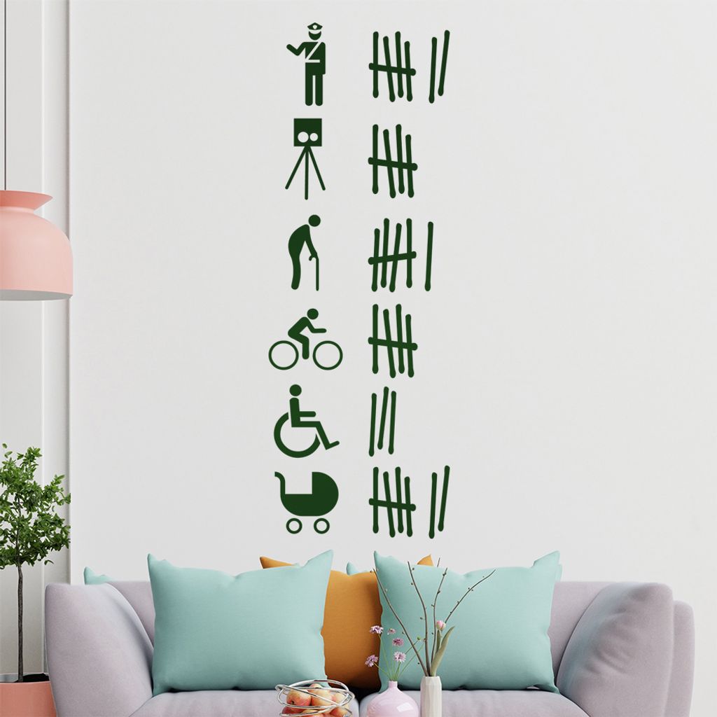 KIWISTAR Opferliste - Polizei Rentner Rad Kind Wandtattoo in 6 Größen - Wandaufkleber Wall Sticker - Dekoration, Küche, Wohnzimmer, Schlafzimmer...