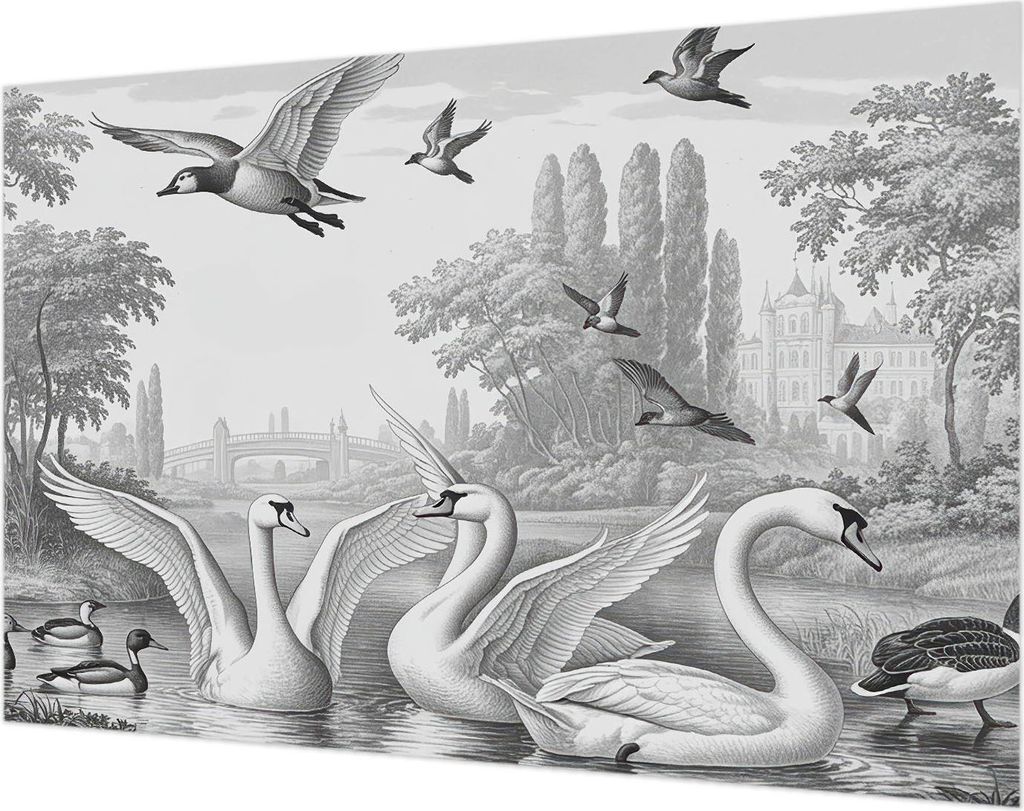 Wandtapete - Dekorative Tapete für Wohnzimmer- Tapetenfolie für Wanddekoration - 104x70 cm - Klassische Landschaft