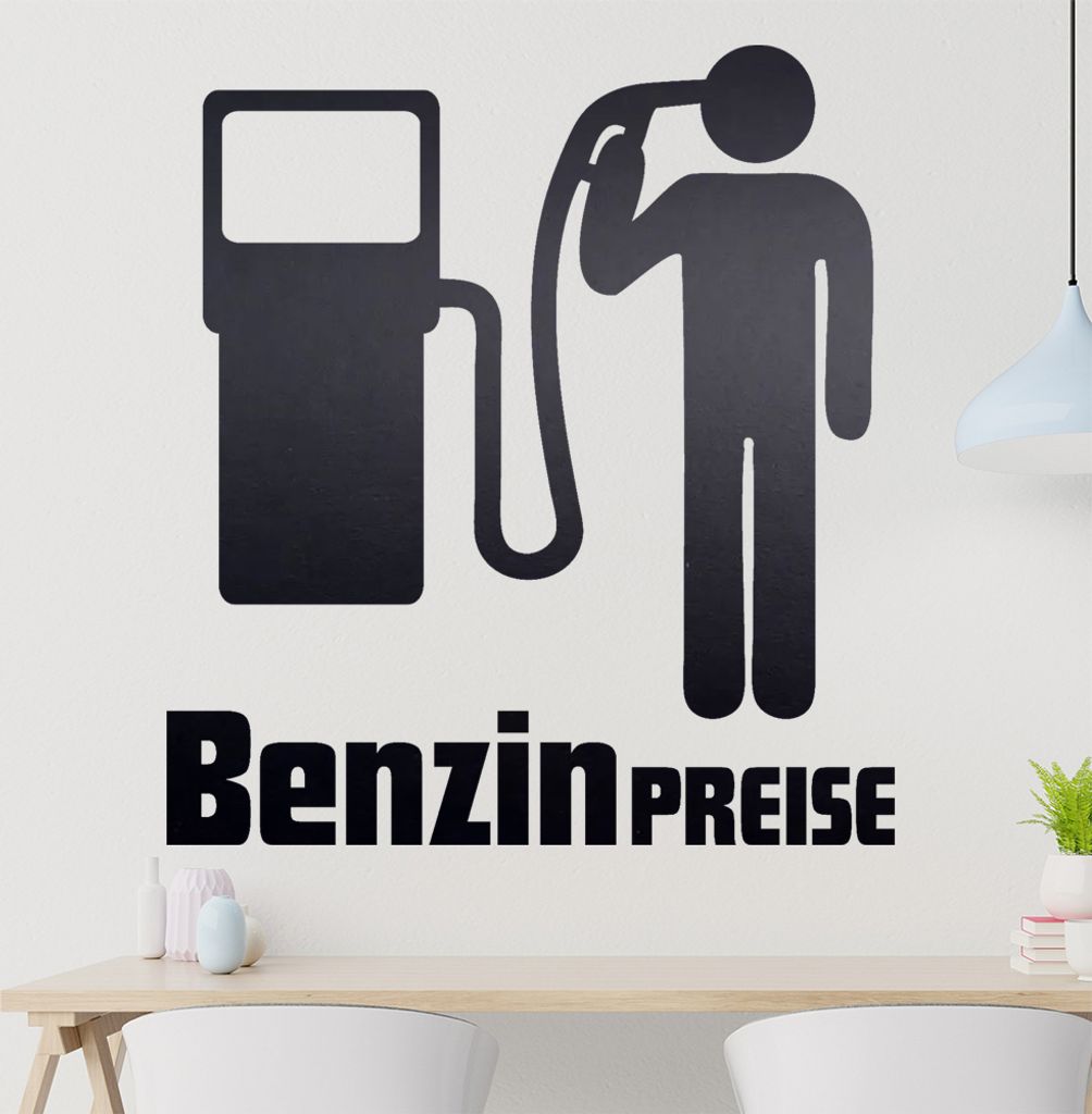 Benzin Preise Wandtattoo in 6 Größen - Wandaufkleber Wall Sticker - Dekoration, Küche, Wohnzimmer, Schlafzimmer, Badezimmer