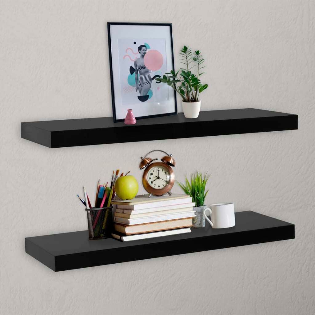 vidaXL Schweberegale 2 Stk. Schwarz 100x20x3,8 cm - Wandregale