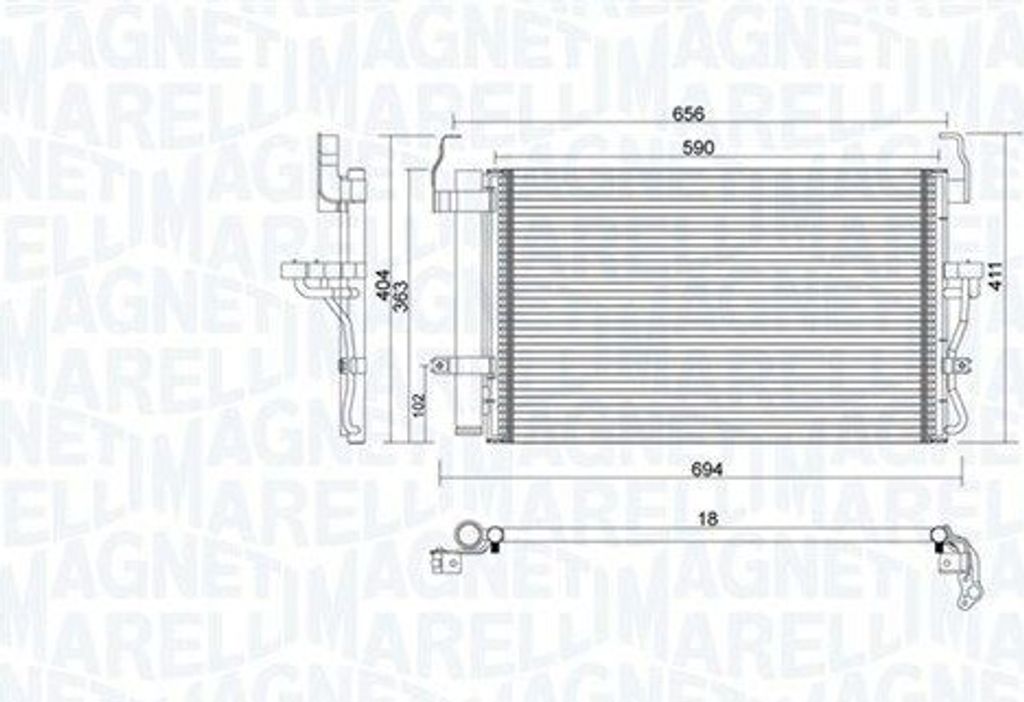 MAGNETI MARELLI 350203894000 - OE 97606 2D000 Klimakondensator mit Trockner für Elantra (XD), Coupe (GK)