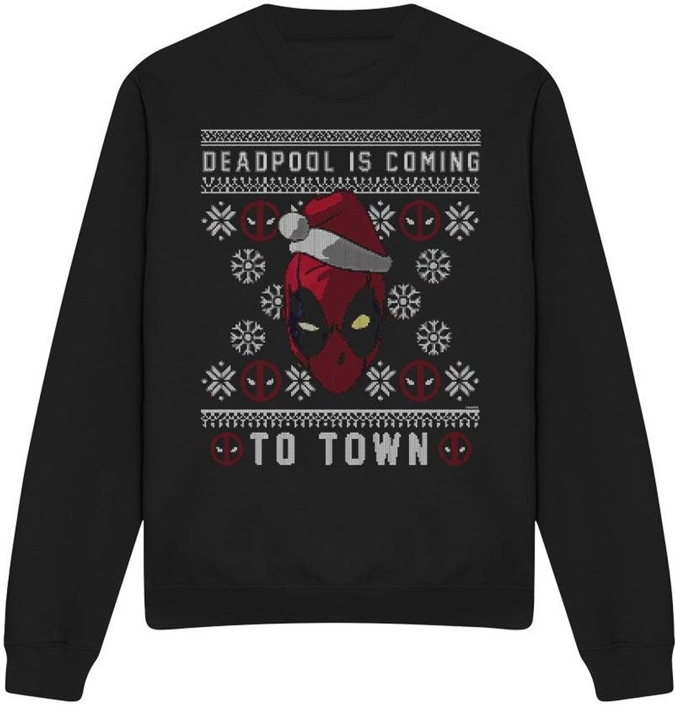 Deadpool - "Coming To Town" Sweatshirt für Herren/Damen Uni TV3500 (M) (Schwarz)